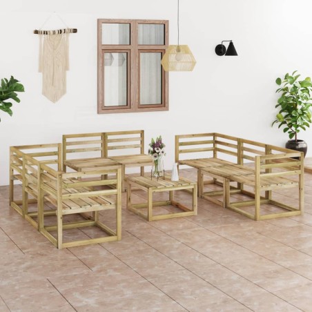 vidaXL Set Divani da Giardino 9 pz in Legno di Pino Impregnato Verde