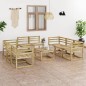 vidaXL Set Divani da Giardino 9 pz in Legno di Pino Impregnato Verde