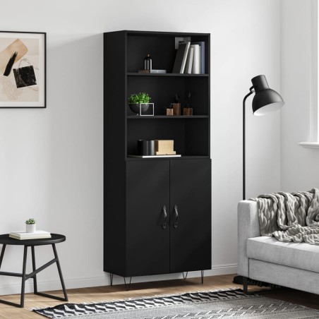 vidaXL Credenza Nera 69,5x34x180 cm in Legno Multistrato