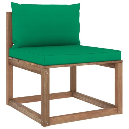 vidaXL Divano Centrale da Giardino su Pallet con Cuscini Verdi