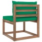 vidaXL Divano Centrale da Giardino su Pallet con Cuscini Verdi vidaXL Divano Centrale da Giardino su Pallet con Cuscini Verdi