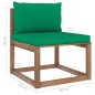 vidaXL Divano Centrale da Giardino su Pallet con Cuscini Verdi vidaXL Divano Centrale da Giardino su Pallet con Cuscini Verdi