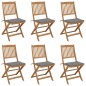 vidaXL Sedie da Giardino Pieghevoli 6 pz con Cuscini Massello Acacia vidaXL Sedie da Giardino Pieghevoli 6 pz con Cuscini Massello Acacia