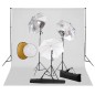 vidaXL Kit Studio Fotografico con Luci Ombrelli Fondale e Riflettore vidaXL Kit Studio Fotografico con Luci Ombrelli Fondale e Riflettore
