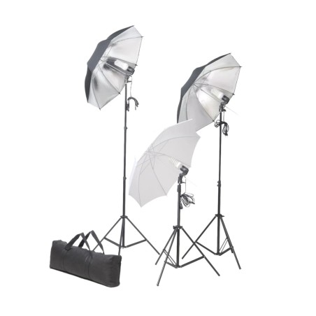 vidaXL Kit Studio Fotografico con Luci Ombrelli Fondale e Riflettore