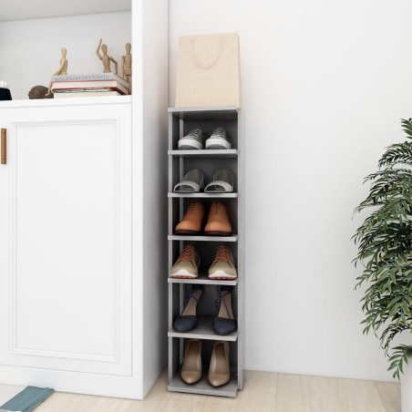 vidaXL Scarpiera Grigio Cemento 27,5x27x102 cm in Legno Multistrato