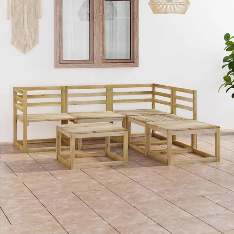 vidaXL Set Salotto da Giardino 6 pz in Legno di Pino Impregnato Verde vidaXL Set Salotto da Giardino 6 pz in Legno di Pino Impregnato Verde