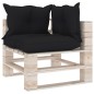 vidaXl Divano Angolo da Giardino su Pallet e Cuscini in Legno di Pino vidaXl Divano Angolo da Giardino su Pallet e Cuscini in Legno di Pino