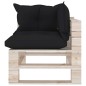 vidaXl Divano Angolo da Giardino su Pallet e Cuscini in Legno di Pino vidaXl Divano Angolo da Giardino su Pallet e Cuscini in Legno di Pino