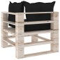 vidaXl Divano Angolo da Giardino su Pallet e Cuscini in Legno di Pino vidaXl Divano Angolo da Giardino su Pallet e Cuscini in Legno di Pino