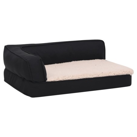 vidaXL Materasso Ergonomico per Cani 75x53 cm Pile Effetto Lino Nero