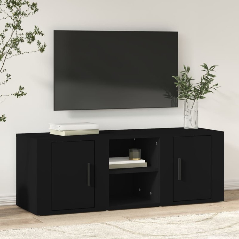 Mobile Porta TV Nero 100x31,5x35 cm in Legno Multistrato Mobile Porta TV Nero 100x31,5x35 cm in Legno Multistrato