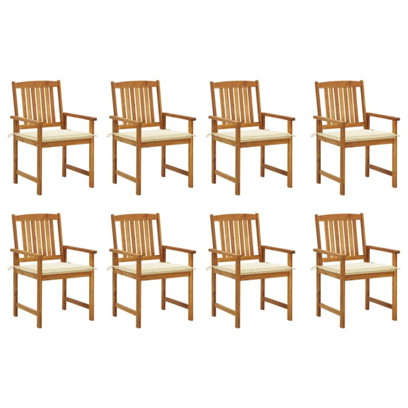 vidaXL Sedie da Giardino con Cuscini 8 pz in Legno Massello di Acacia vidaXL Sedie da Giardino con Cuscini 8 pz in Legno Massello di Acacia