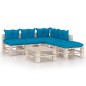 vidaXL Set Salotto Giardino su Pallet Cuscini 6 pz in Legno di Pino vidaXL Set Salotto Giardino su Pallet Cuscini 6 pz in Legno di Pino