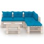 vidaXL Set Salotto Giardino su Pallet Cuscini 6 pz in Legno di Pino vidaXL Set Salotto Giardino su Pallet Cuscini 6 pz in Legno di Pino