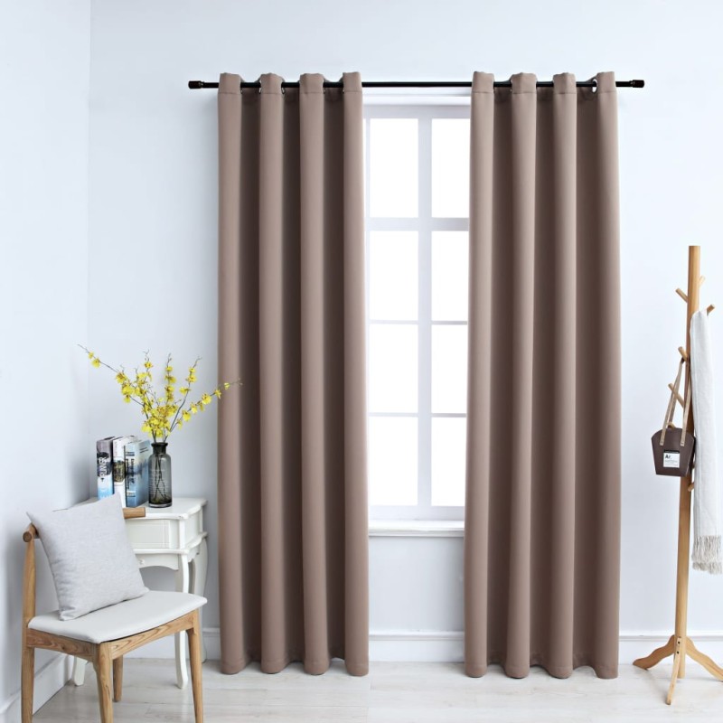 Tende Oscuranti con Anelli Metallo 2 pz Grigio Talpa 140x225 cm Tende Oscuranti con Anelli Metallo 2 pz Grigio Talpa 140x225 cm
