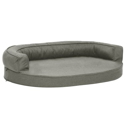 vidaXL Materasso Ergonomico per Cani 75x53 cm Effetto Lino Grigio 