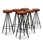 vidaXL Set da Bar 7 pz in Legno Massello di Acacia Vera Pelle e Tela