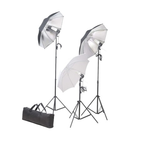vidaXL Kit Studio Fotografico con Luci Ombrelli Fondale e Riflettore