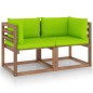 vidaXL Divano Giardino Pallet 2 Posti Cuscini Verde Chiaro Legno Pino vidaXL Divano Giardino Pallet 2 Posti Cuscini Verde Chiaro Legno Pino