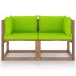 vidaXL Divano Giardino Pallet 2 Posti Cuscini Verde Chiaro Legno Pino vidaXL Divano Giardino Pallet 2 Posti Cuscini Verde Chiaro Legno Pino