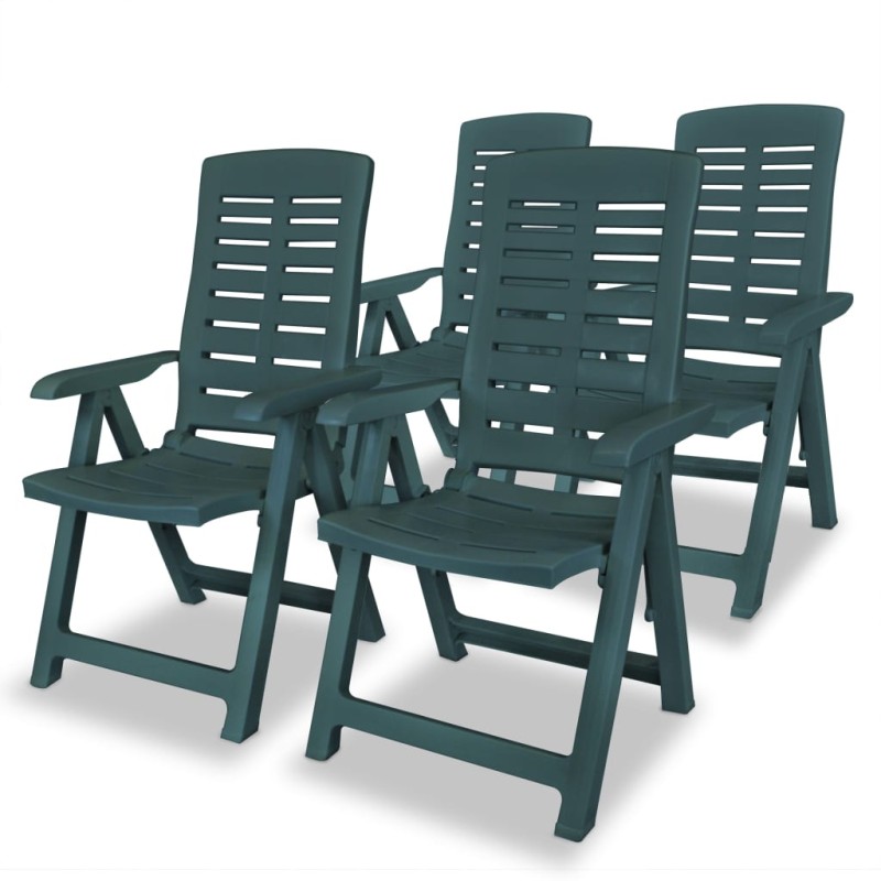 vidaXL Sedie Reclinabili da Giardino 4 pz in Plastica Verdi vidaXL Sedie Reclinabili da Giardino 4 pz in Plastica Verdi