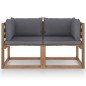 vidaXL Divano Giardino Pallet 2 Posti con Cuscini Antracite Legno Pino vidaXL Divano Giardino Pallet 2 Posti con Cuscini Antracite Legno Pino