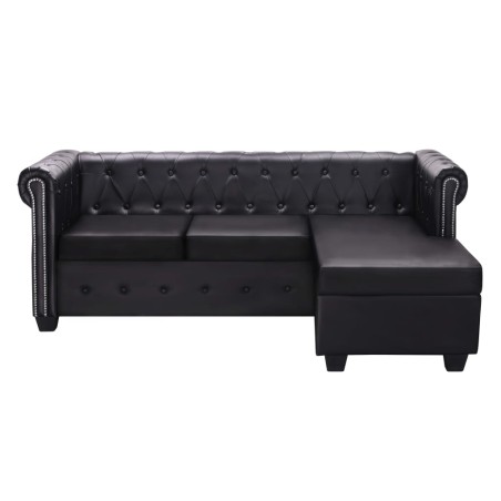 vidaXL Divano Chesterfield a L in Similpelle Nero