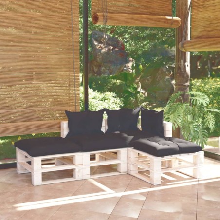 vidaXL Salotto Giardino in Pallet con Cuscini 4 pz in Legno di Pino