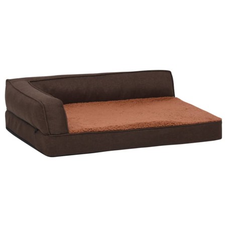 vidaXL Materasso Ergonomico per Cani 60x42cm Pile Effetto Lino Marrone
