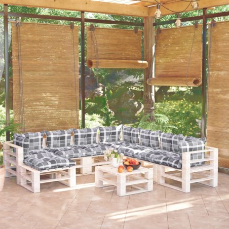 vidaXL Salotto da Giardino in Pallet 9 pz e Cuscini in Legno di Pino