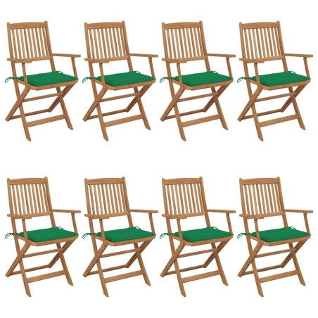 vidaXL Sedie da Giardino Pieghevoli 8 pz con Cuscini Massello Acacia