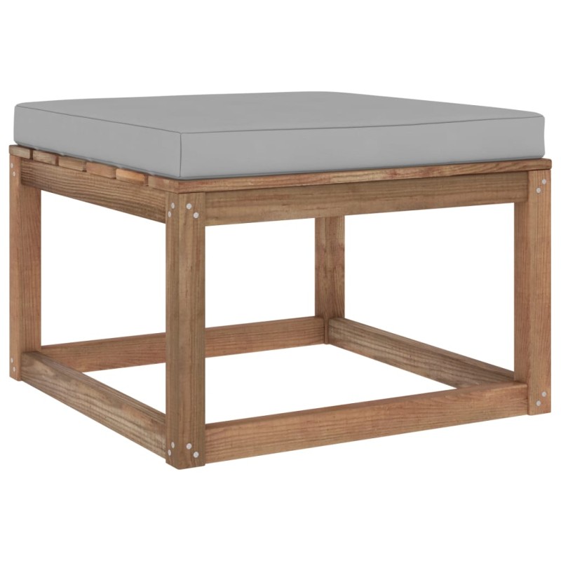vidaXL Poggiapiedi da Giardino con Cuscino Grigio vidaXL Poggiapiedi da Giardino con Cuscino Grigio