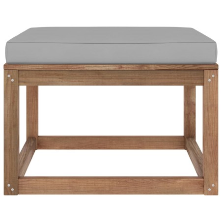 vidaXL Poggiapiedi da Giardino con Cuscino Grigio