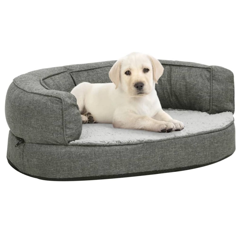 vidaXL Materasso Ergonomico per Cani 60x42 cm Pile Effetto Lino Grigio