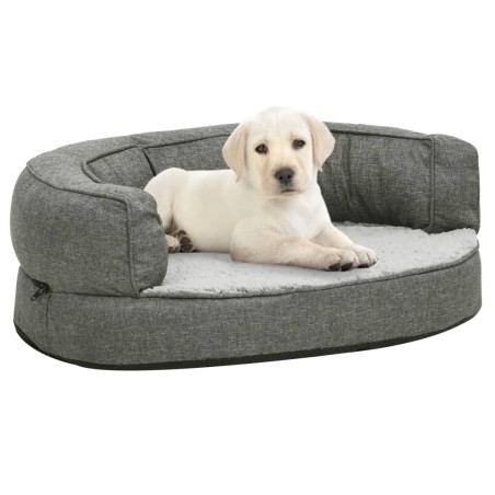 vidaXL Materasso Ergonomico per Cani 60x42 cm Pile Effetto Lino Grigio