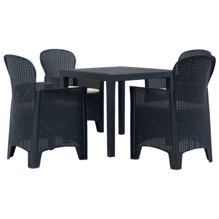 vidaXL Set Pranzo da Giardino 5 pz in Plastica Antracite Stile Rattan