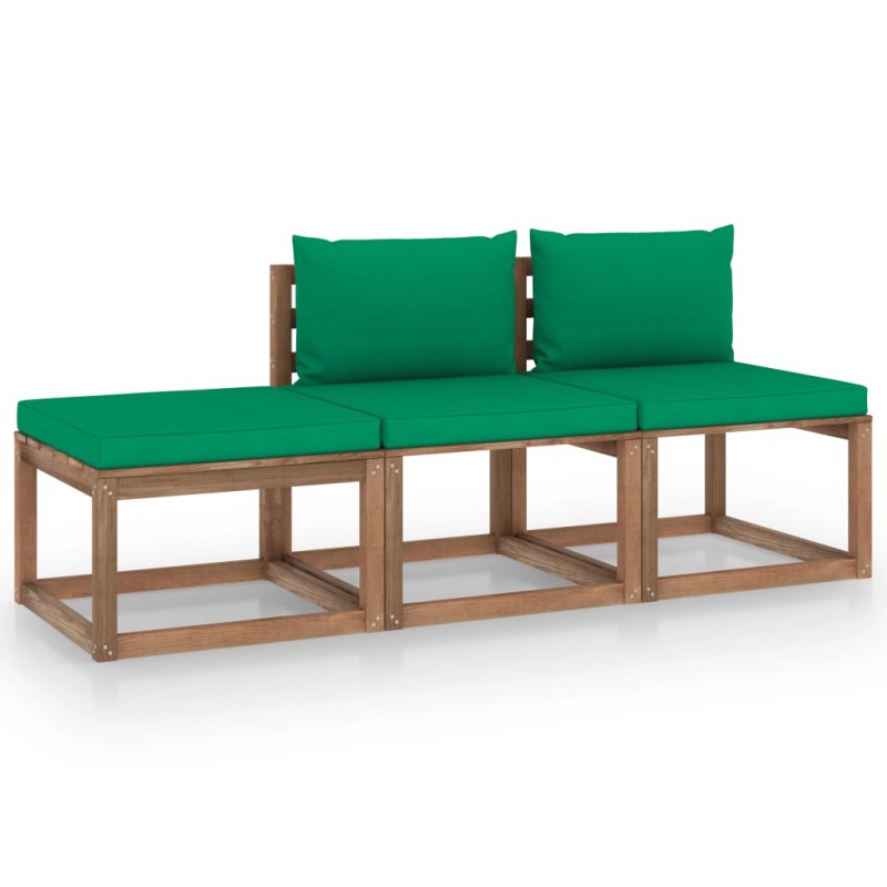 vidaXL Set Salotto Giardino Pallet Cuscini 3 pz Legno Pino Impregnato vidaXL Set Salotto Giardino Pallet Cuscini 3 pz Legno Pino Impregnato