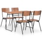 vidaXL Set da Pranzo 5 pz Marrone Acciaio e Compensato Solido vidaXL Set da Pranzo 5 pz Marrone Acciaio e Compensato Solido
