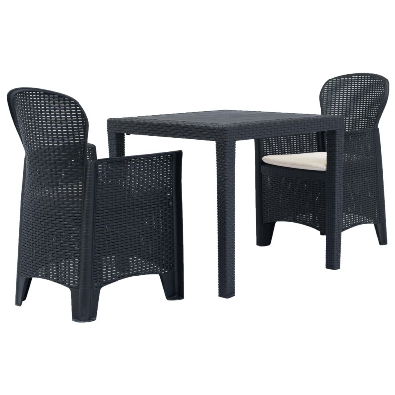 vidaXL Set da Bistrò 3 pz in Plastica Stile Rattan Antracite vidaXL Set da Bistrò 3 pz in Plastica Stile Rattan Antracite