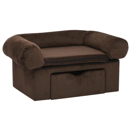 vidaXL Divano per Cani con Cassetto Marrone 75x50x38 cm in Peluche