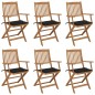 vidaXL Sedie da Giardino Pieghevoli 6 pz con Cuscini Massello Acacia vidaXL Sedie da Giardino Pieghevoli 6 pz con Cuscini Massello Acacia