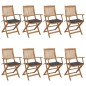 vidaXL Sedie da Giardino Pieghevoli 8 pz con Cuscini Massello Acacia vidaXL Sedie da Giardino Pieghevoli 8 pz con Cuscini Massello Acacia