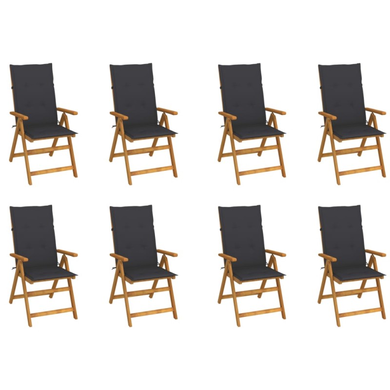 vidaXL Sedie da Giardino Pieghevoli con Cuscini 8 pz Massello Acacia vidaXL Sedie da Giardino Pieghevoli con Cuscini 8 pz Massello Acacia