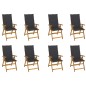 vidaXL Sedie da Giardino Pieghevoli con Cuscini 8 pz Massello Acacia vidaXL Sedie da Giardino Pieghevoli con Cuscini 8 pz Massello Acacia