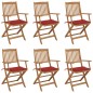 vidaXL Sedie da Giardino Pieghevoli 6 pz con Cuscini Massello Acacia vidaXL Sedie da Giardino Pieghevoli 6 pz con Cuscini Massello Acacia