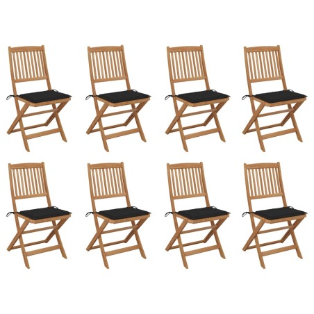 vidaXL Sedie da Giardino Pieghevoli 8 pz con Cuscini Massello Acacia