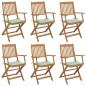vidaXL Sedie da Giardino Pieghevoli 6 pz con Cuscini Massello Acacia vidaXL Sedie da Giardino Pieghevoli 6 pz con Cuscini Massello Acacia