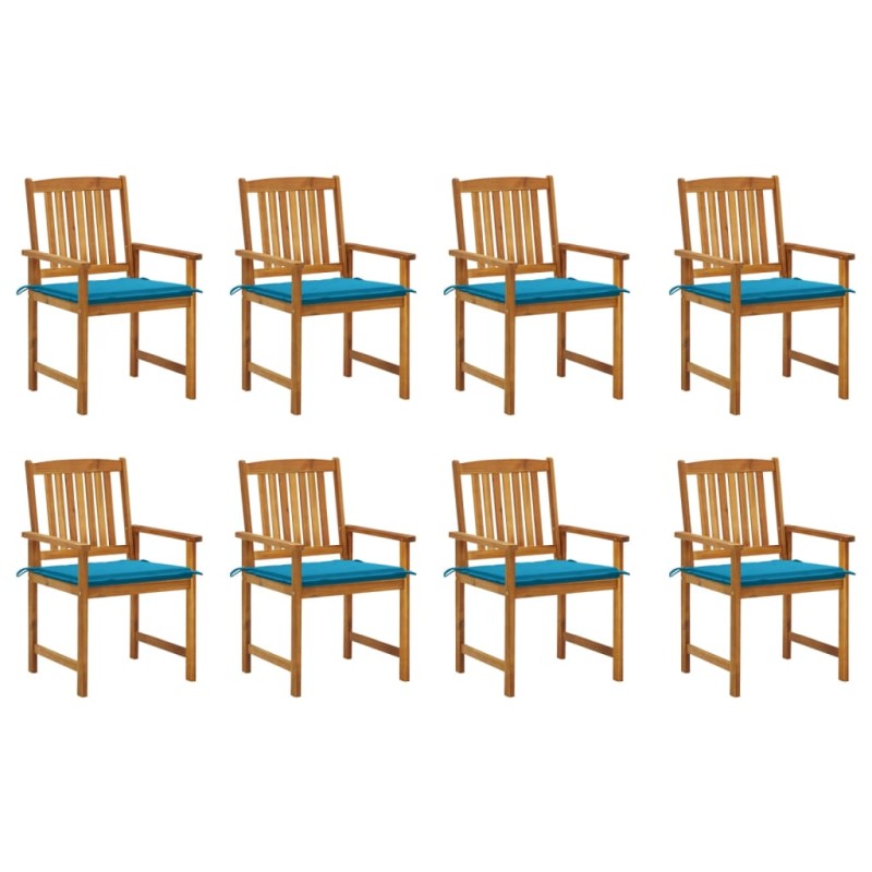 vidaXL Sedie da Giardino con Cuscini 8 pz in Legno Massello di Acacia vidaXL Sedie da Giardino con Cuscini 8 pz in Legno Massello di Acacia