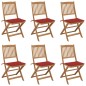 vidaXL Sedie da Giardino Pieghevoli 6 pz con Cuscini Massello Acacia vidaXL Sedie da Giardino Pieghevoli 6 pz con Cuscini Massello Acacia